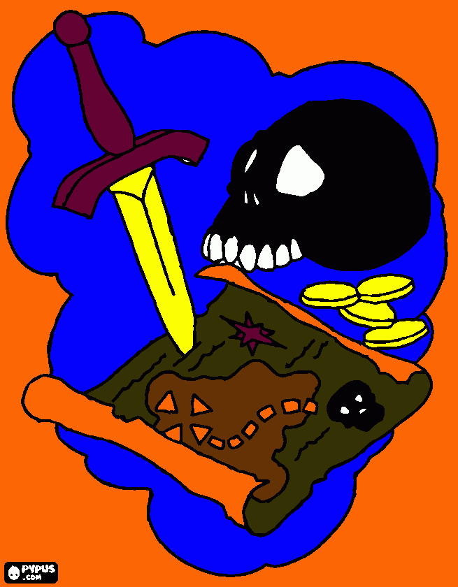 Pirata - mapa da mina para colorir e imprimir