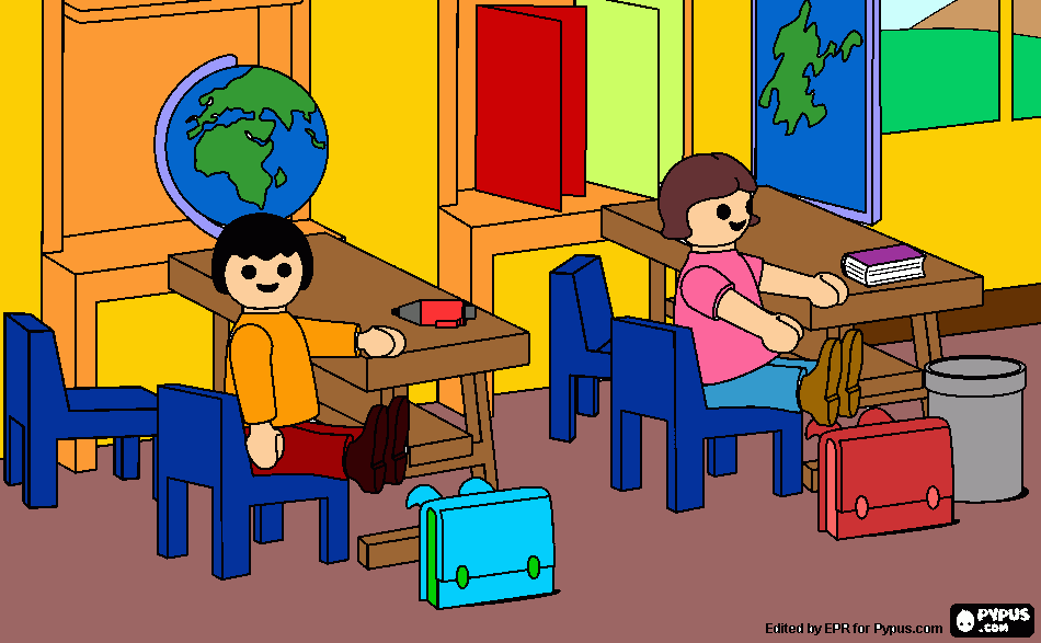 Playmobil alunos sala de aula para colorir e imprimir