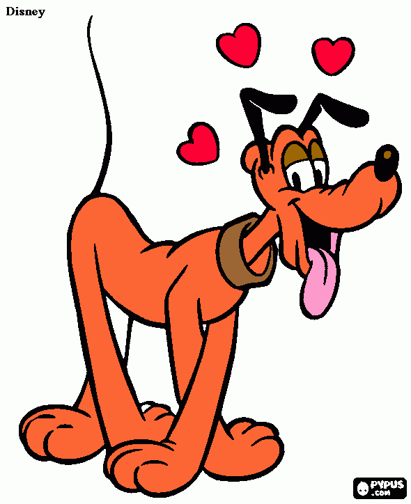 pluto apaixonado  para colorir e imprimir