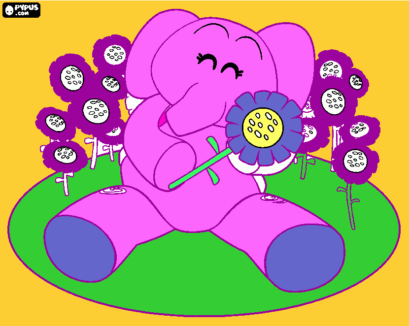 pocoyo, elefante cor-de-rosa para colorir e imprimir