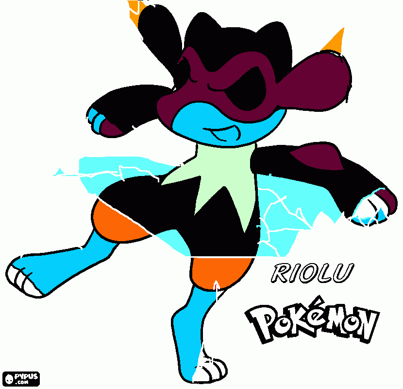 pokemon o filme  riolu e o heroi mascarado para colorir e imprimir