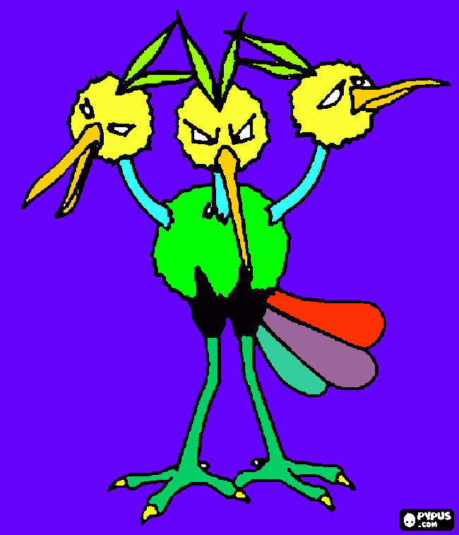 Pokémon com 3 cabeças para colorir e imprimir