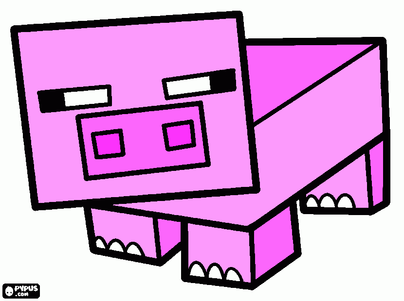 Porco do jogo MINECRAFT para colorir e imprimir
