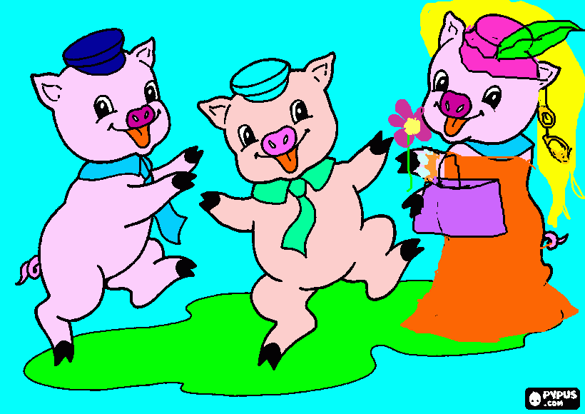 Porcos alegres para colorir e imprimir