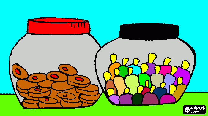 potes de doces. para colorir e imprimir