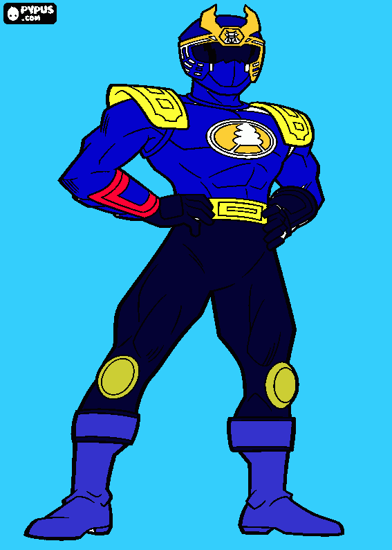 power ranger azul-marinho tempestade ninja para colorir e imprimir