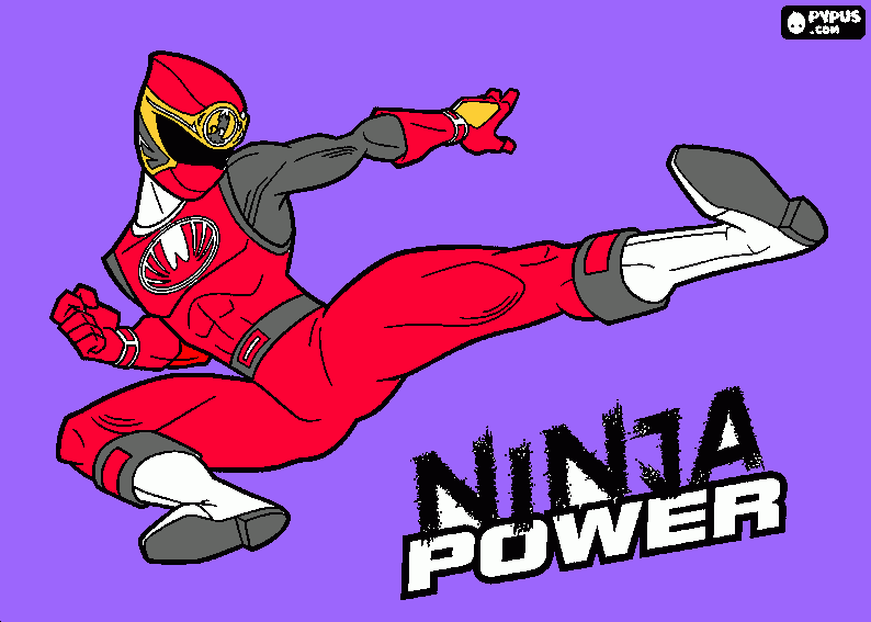 power ranger tempestade ninja red para colorir e imprimir