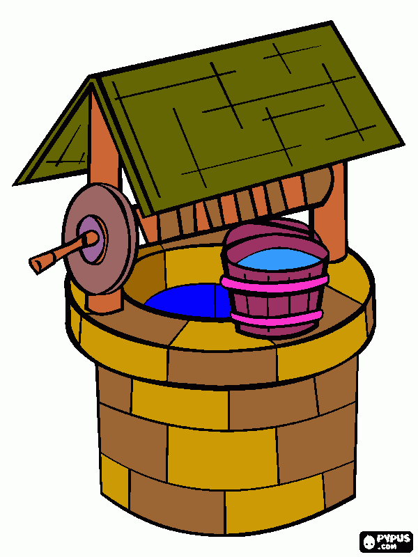 poço artesiano para colorir e imprimir