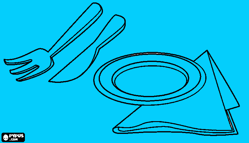 PRATO,FACA,GARFO,GUARDANAPO,COLHER. para colorir e imprimir