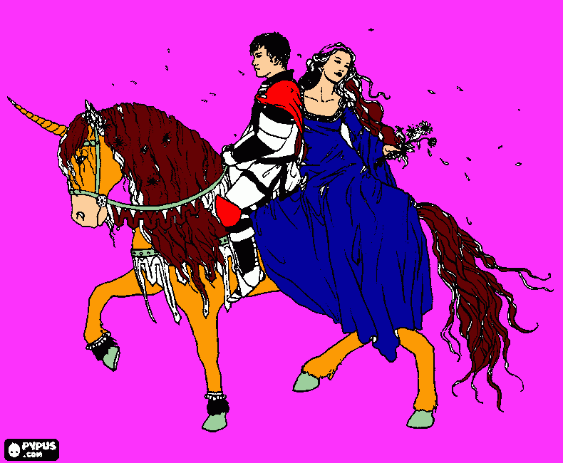 princepe e princesa no unircornio(09/08/2014)(k g b)... para colorir e imprimir