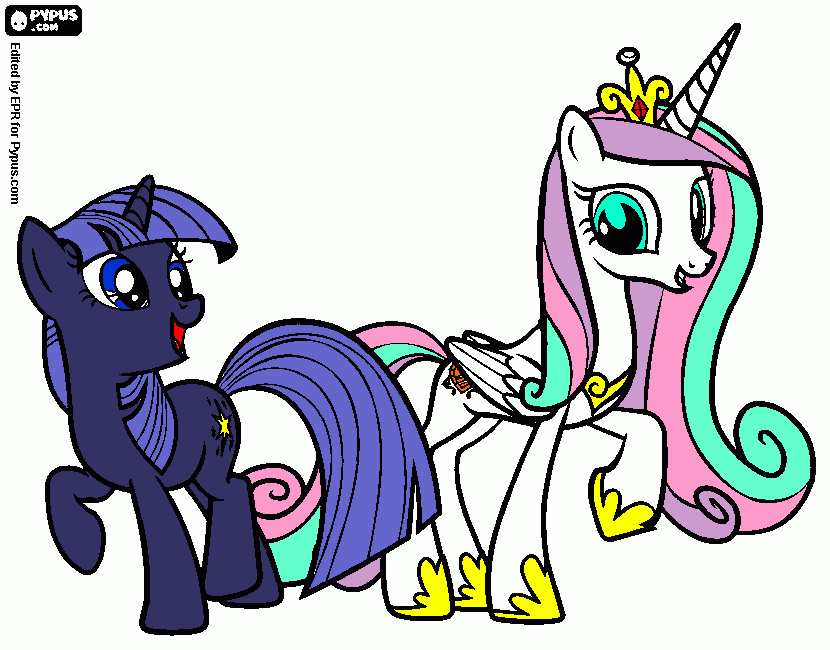 Princesa Celestia E Princesa Luna para colorir e imprimir