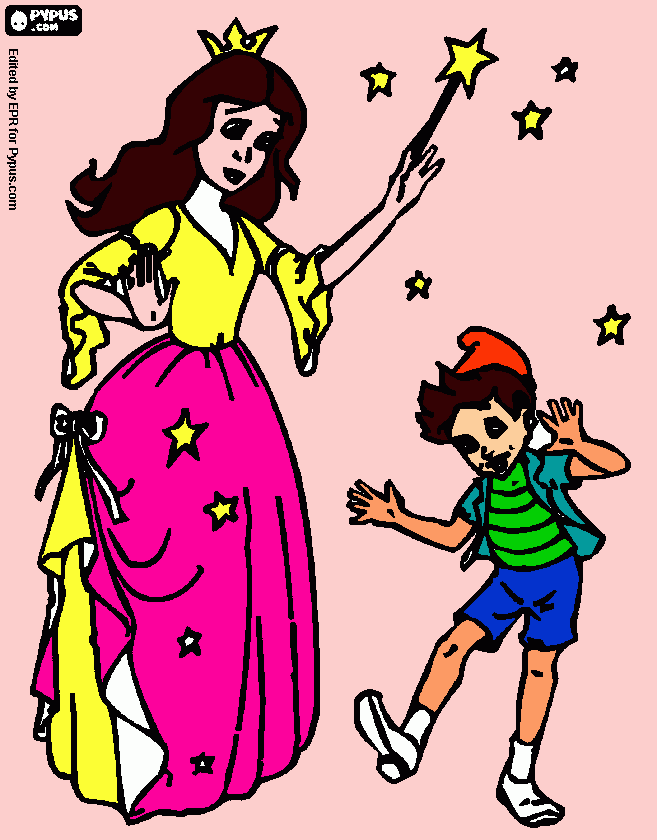 PRINCESA E DUENDE para colorir e imprimir