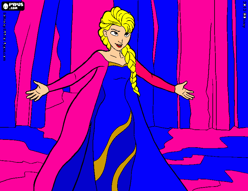 Princesa Elsa de Braços Abertos para colorir e imprimir