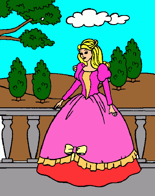 Princesa na Varanda. para colorir e imprimir