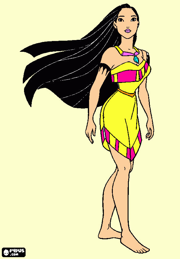 princesa pocahonda para colorir e imprimir