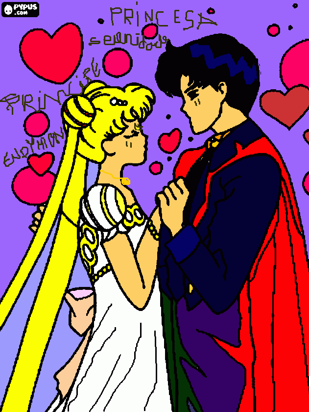 princesa serenidade e principe endymion para colorir e imprimir