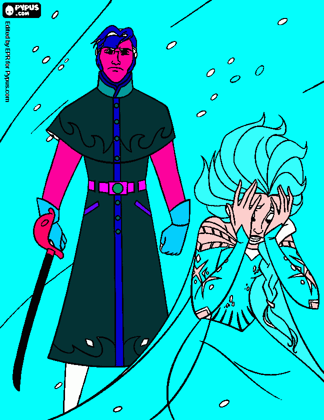 principe hans e rainha elsa para colorir e imprimir