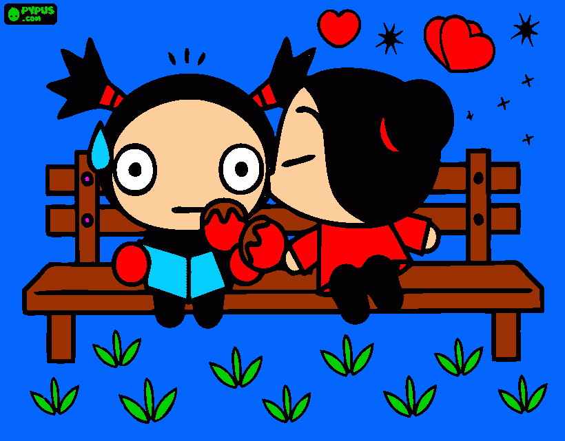 pucca e garu num romance fofo (16/07/2014 k g b)!!!!! para colorir e imprimir