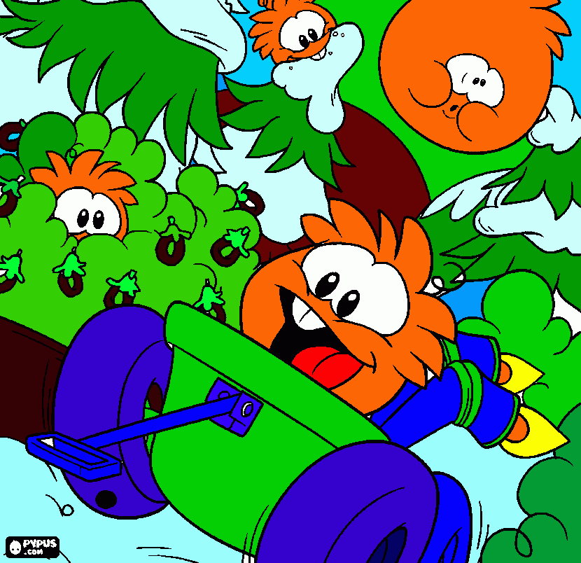 puffles laranja club penguin para colorir e imprimir