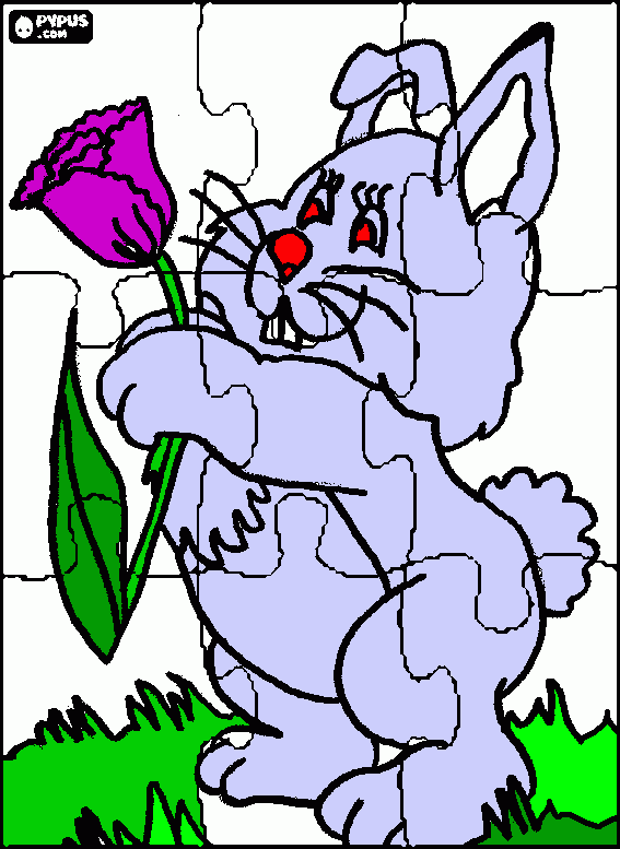 quebra cabeça coelho para colorir e imprimir