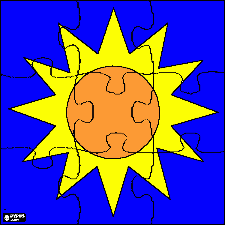 quebra cabeça sol para colorir e imprimir