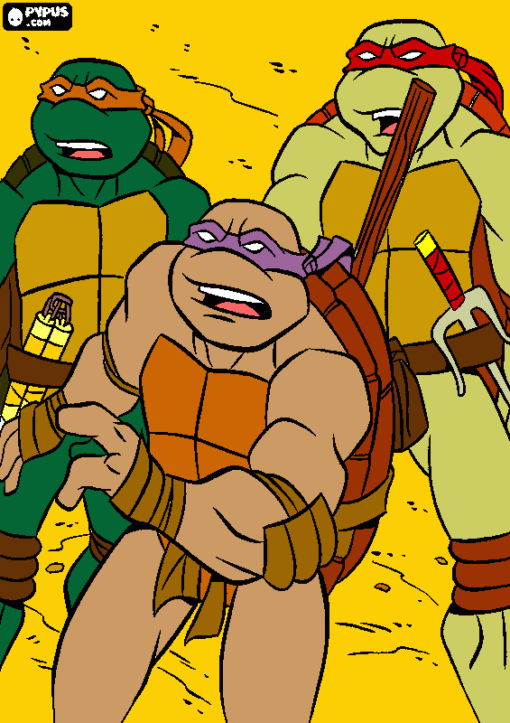 rafael mickeylanghelo e donatello em uma aventura para colorir e imprimir