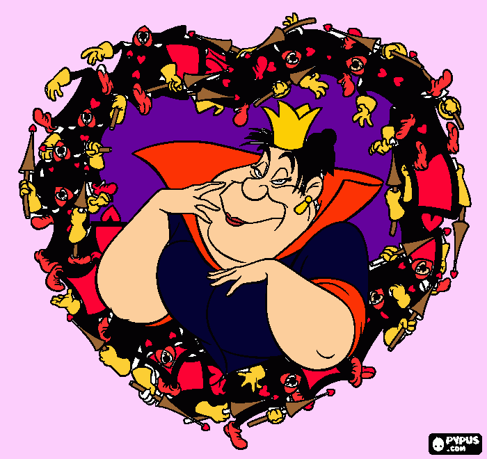 Rainha de copas alice pais das maravilhas para colorir e imprimir