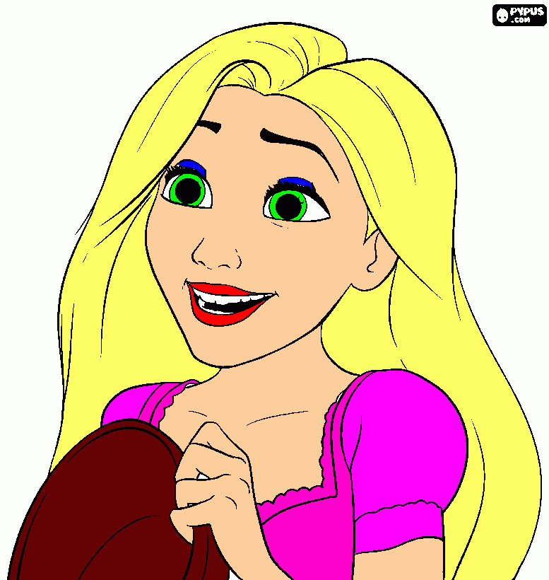 Rapunzel é uma bela garota com um cabelo muito longo para colorir e imprimir