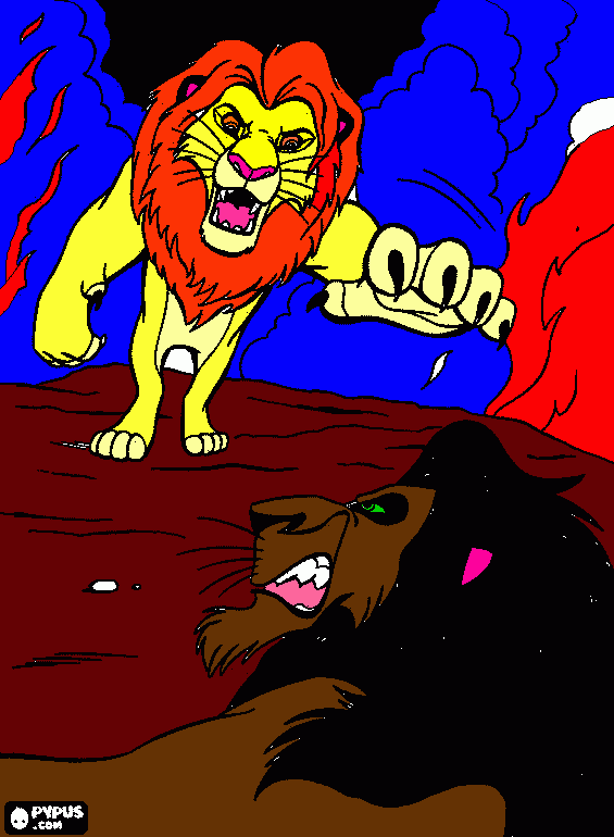 rei leao 1 simba vs scar para colorir e imprimir
