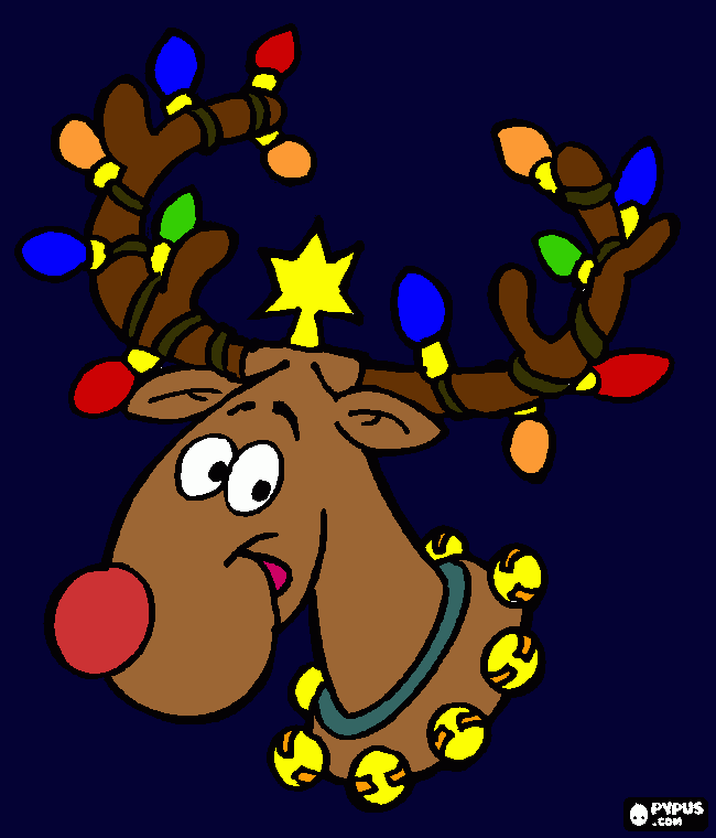 rena fofa com pisca pisca para colorir e imprimir