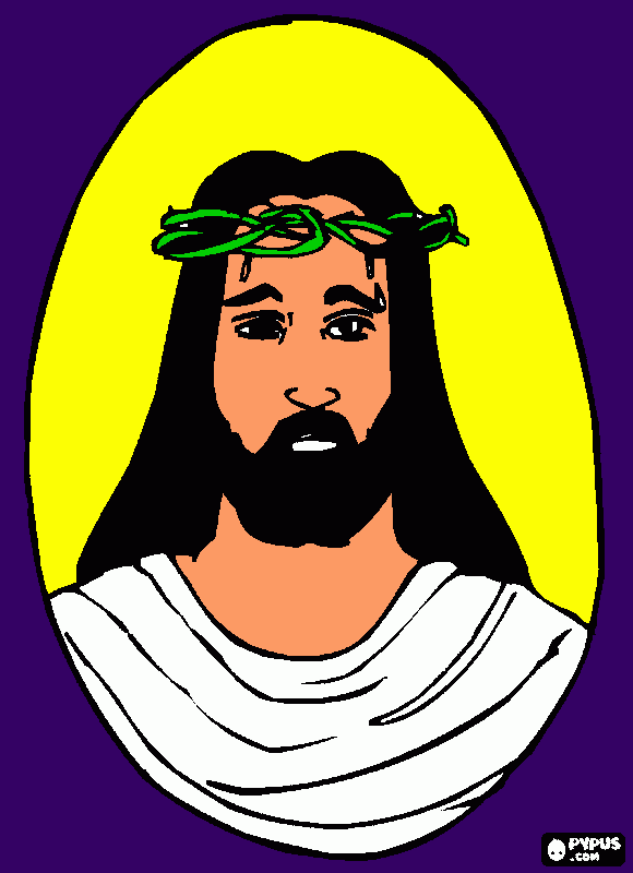 retrato de jesus com a coroa de espinhos para colorir e imprimir
