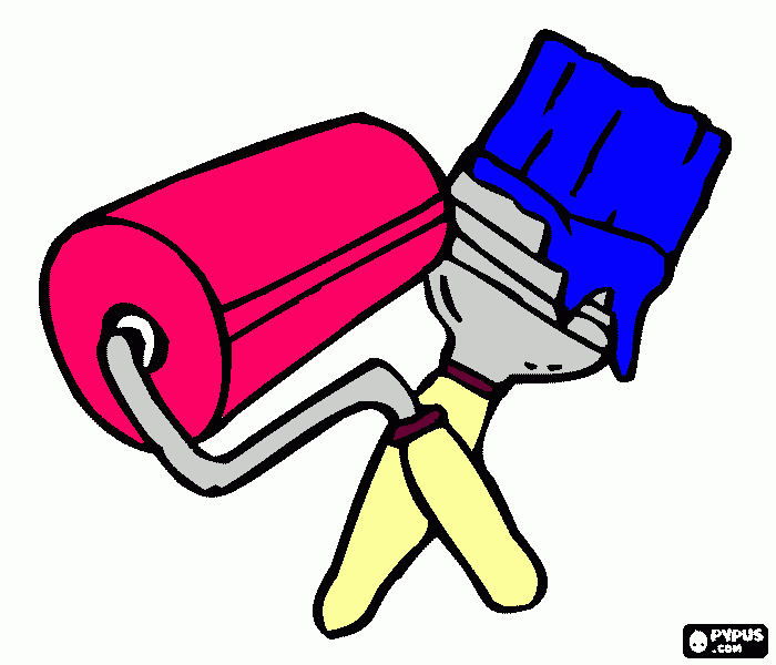 rolo de pincel para colorir e imprimir
