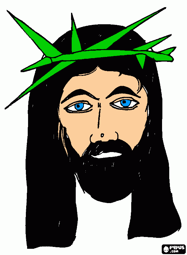 rosto de jesus com a  coroa de espinhos para colorir e imprimir