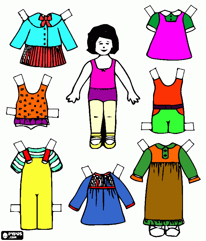 roupa de menina para colorir e imprimir