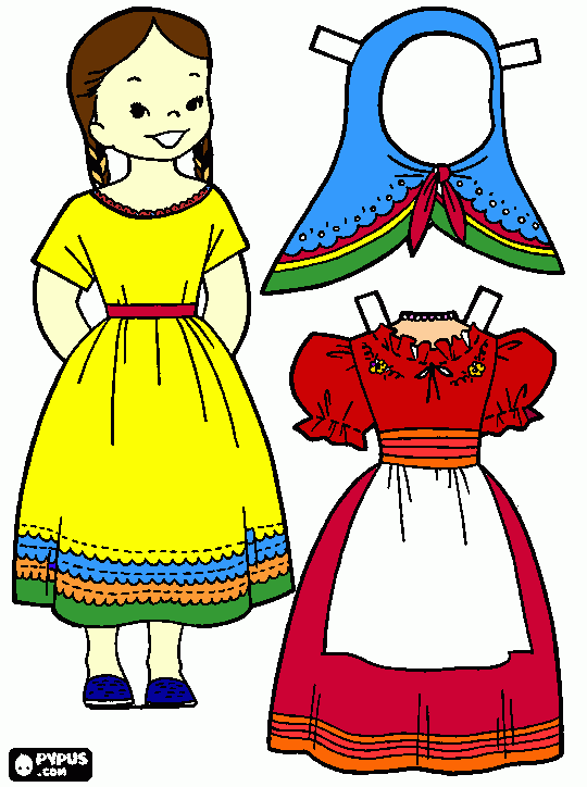 roupa mexicana para colorir e imprimir