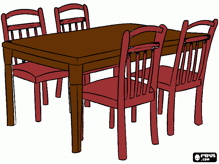 sala de jantar para colorir e imprimir