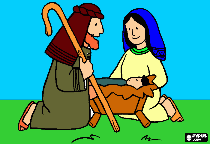 san jose a virgem maria e o menino jesus na manjedoura para colorir e imprimir