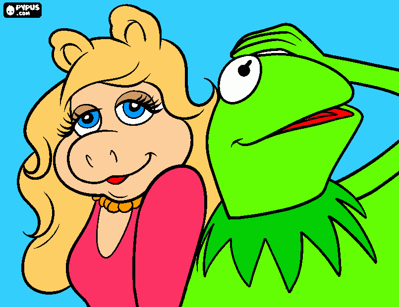 Sapo Cocas e Miss Piggy para colorir e imprimir