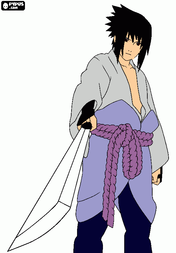 Sasuke Uchiha após a luta contra Danzo Shimura para colorir e imprimir