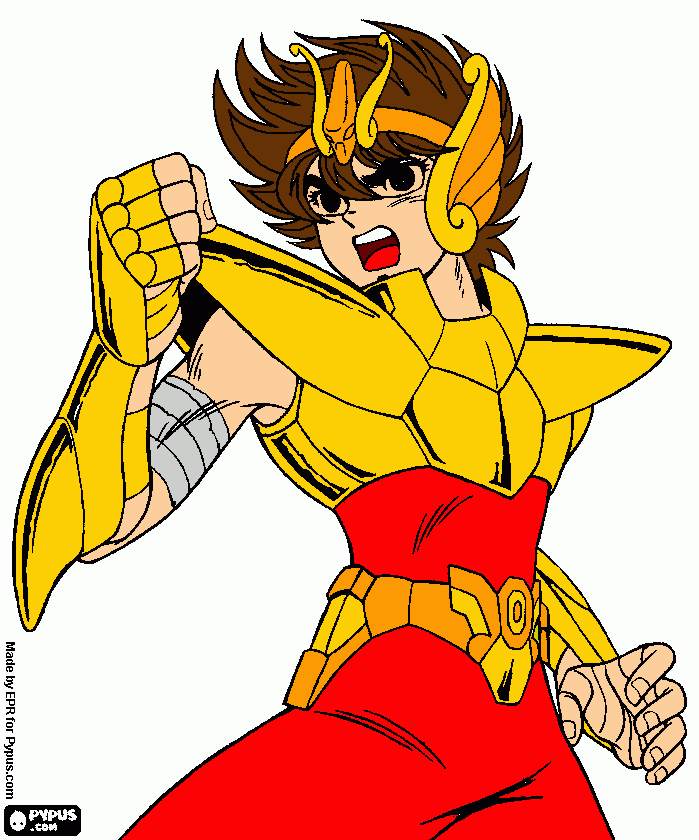 seiya o cavaleiro de ouro  para colorir e imprimir