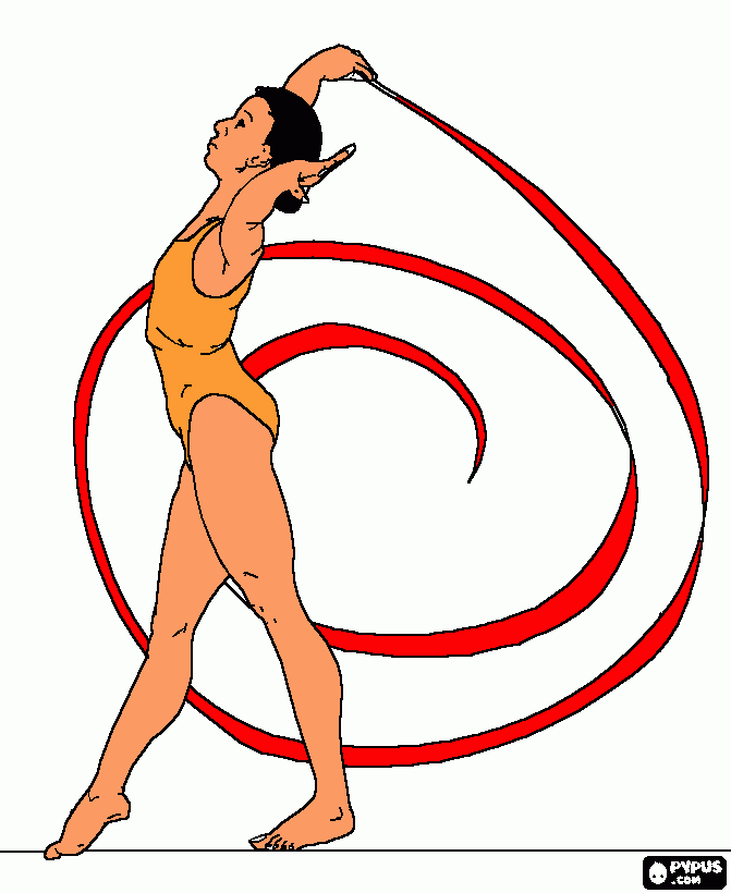 senhora a fazer ginastica ritmica para colorir e imprimir