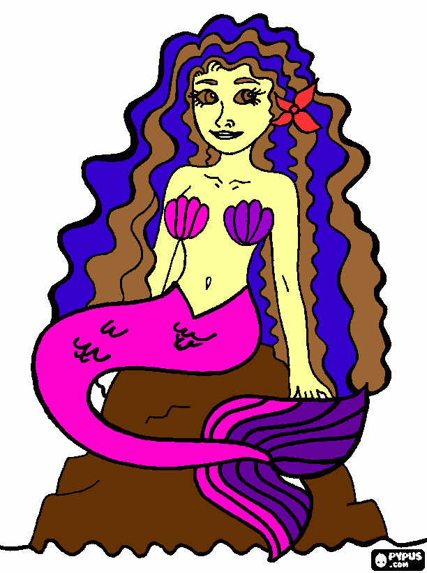 sereia azul para colorir e imprimir