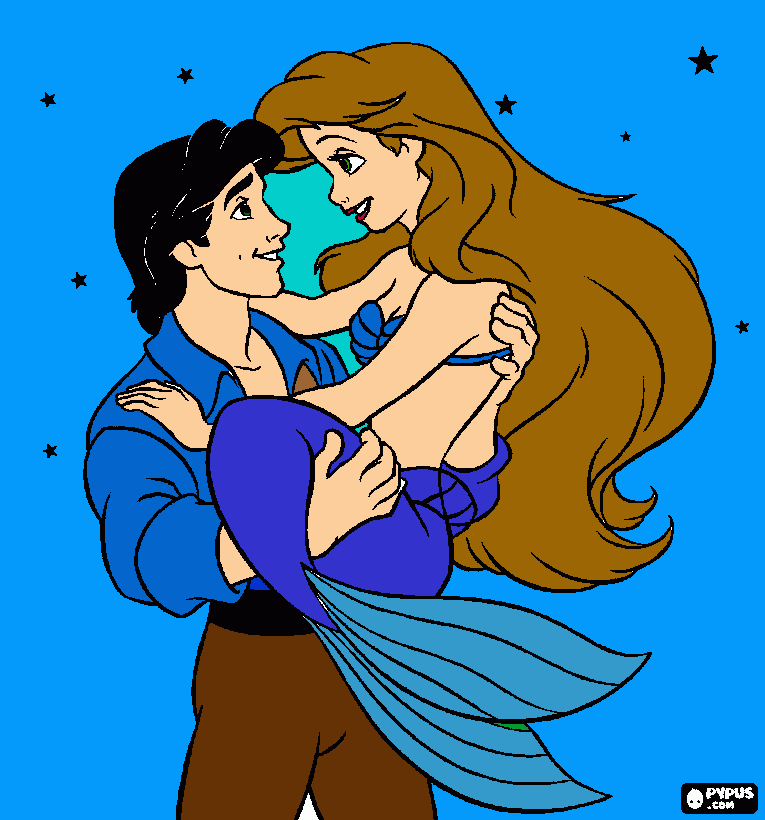 Sereia Daniela nos braços de Angelo para colorir e imprimir