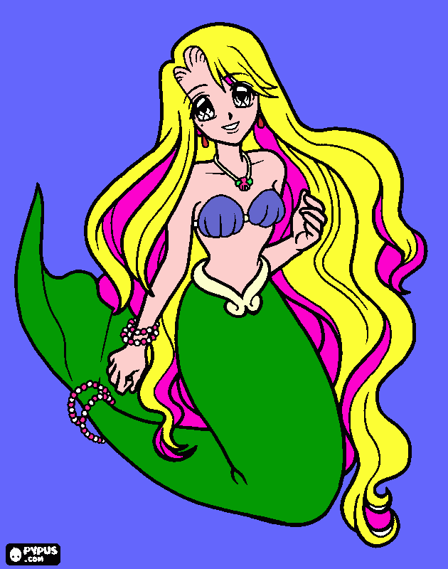 sereia mangá para colorir e imprimir