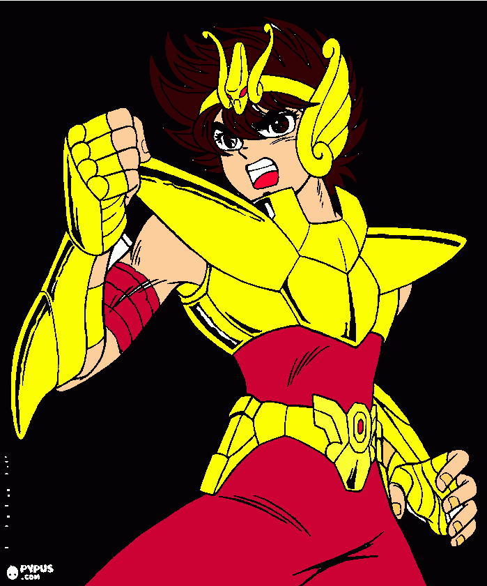 seyia de pegasus dourado para colorir e imprimir