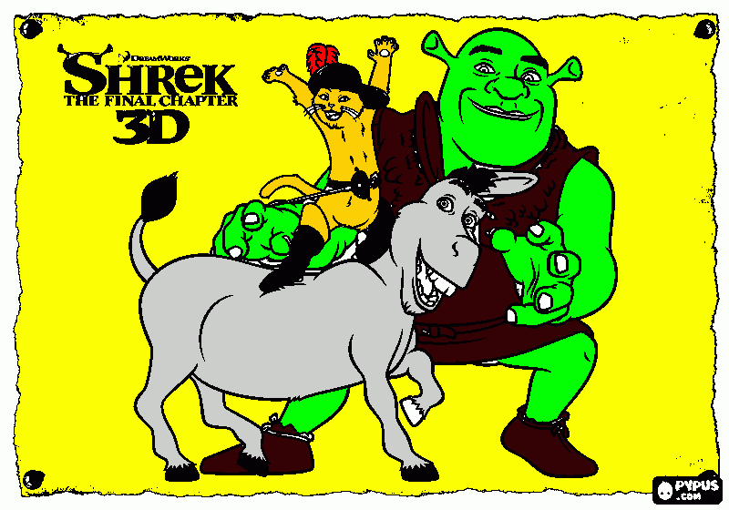 Shrek 3D para colorir e imprimir