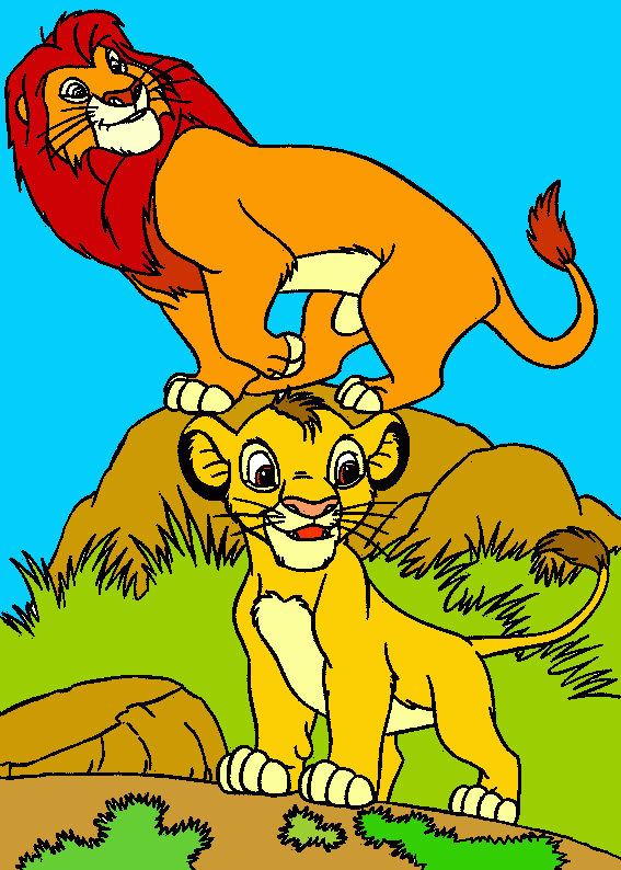 Simba e Kopa para colorir e imprimir