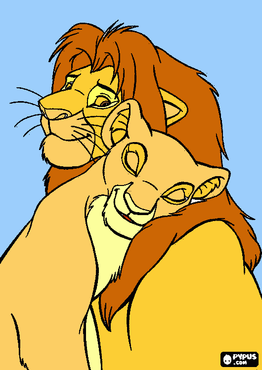 simba e nala apaixonados para colorir e imprimir
