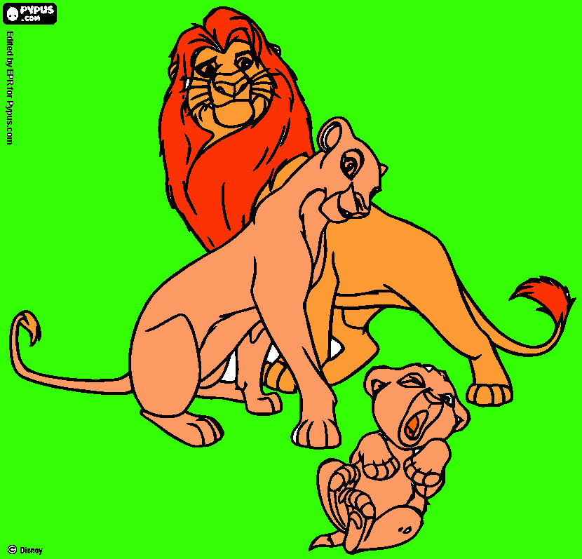 SIMBA NALA E KIARA para colorir e imprimir