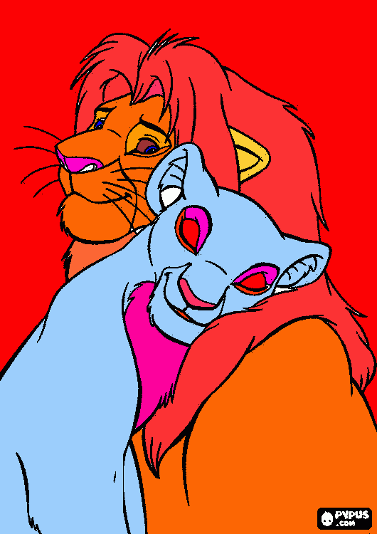 sinba e nala ♥♥♥♥ para colorir e imprimir